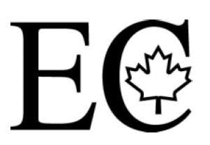 The letters EC in large font with a maple leaf pictured inside the letter C.