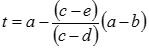 Formule pour la valeur de t établie par interpolation linéaire lorsque l’échantillon prélevé ne figure pas à la colonne I du Tableau des valeurs de t et (t/la racine carrée de n) « de la partie III et tombe entre 32 et 125 »