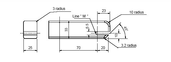 Diagram showing Rear and Side View of Checking Device for Lower Universal Anchorage System — Envelope Dimensions with measurements and description