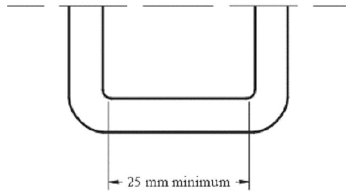 Diagram showing Width of Lower Universal Anchorage Bar, Top View with measurement