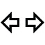 Symbole montrant, côte à côte, en contour, deux flèches qui sont horizontales et divergentes.
