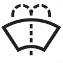 Symbole montrant, en contour, un pare-brise traversé au centre par une ligne verticale et pointillée qui se divise au-dessus de sa partie supérieure en deux demi-cercles pointillés en directions opposées.