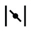 Symbol showing two straight vertical lines framing a central point crossed by a straight oblique line extending from the top left to the bottom right.