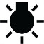 Symbol showing, in silhouette, a circle topped by a small rectangle with seven equally spaced lines radiating from the circle.