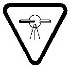 Étiquette de mise en garde qui est décrite par un triangle inversé contenant un tube avec, au milieu, un cercle émettant des lignes en pointillé, avec “Attention: Rayons X — Caution: X-Rays”