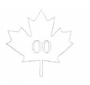 Outline of a maple leaf with the figures 00 inside.