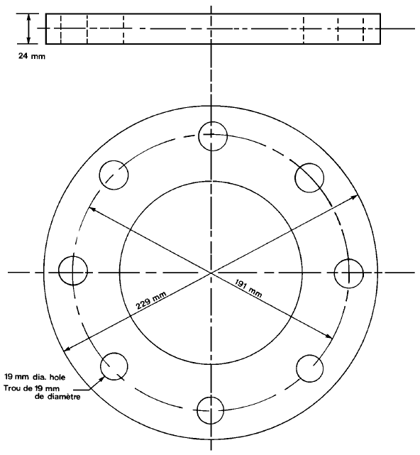 Illustration et dimensions d’un collet de poste de mazoutage