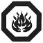 A symbol for danger - extremely flammable, described by an octagonal border encompassing a flame.