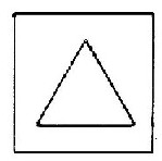 Outline of a square with a triangle inside.