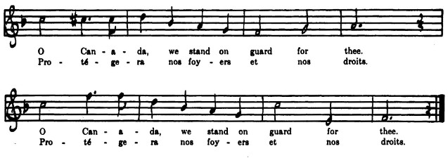 Continued words and music of the song O Canada