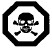 A symbol for a poisonous substance, described by an octagonal border encompassing a skull and crossbones.