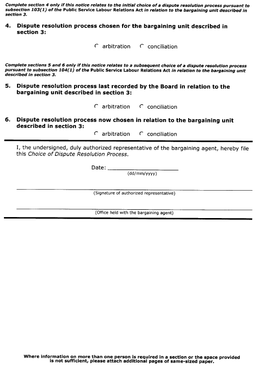 Continued Form 7 (Section 46) Choice of Dispute Resolution Process