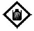 Symbol for warning - corrosive, consisting of a Diamond shape outline with bones of a hand inside.