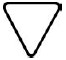Symbol for caution, consisting of the outline of an inverted triangle.