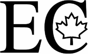 Les lettres EC d’une police de grande taille avec une feuille d’érable placée à l’intérieur de la lettre C.