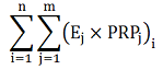 La somme des produits obtenus par la multiplication de Ej par PRPj pour le gaz à effet de serre de type « j », additionnée pour chaque type d’émissions visé « i »