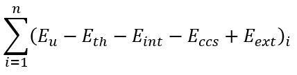 The sum, for each deduction period “i”, of Eu minus Eth, minus Eint, minus Eccs, plus Eext.