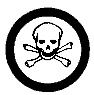 A symbol for a hazard associated with materials causing immediate and serious toxic effects, described by a circular border encompassing a skull and crossbones.