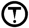 A symbol for a hazard associated with materials causing other toxic effects, described by a circular border encompassing a stylized letter T with a pointed bottom over a small solid circle.
